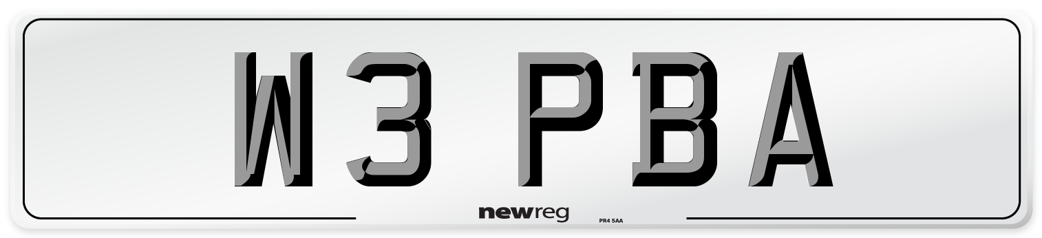 W3 PBA Number Plate from New Reg